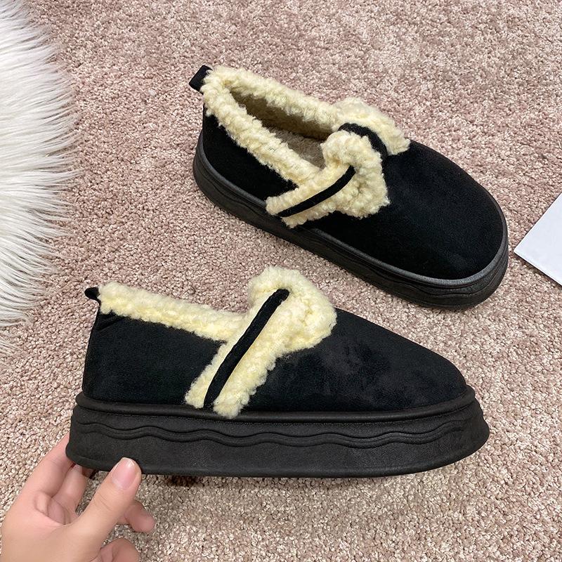 New Thick-soled Velvet Warm Outer Wear Cotton Shoes Fluffy Shoes Women's Winter Fashion Retro Indoor Home Cotton Shoes