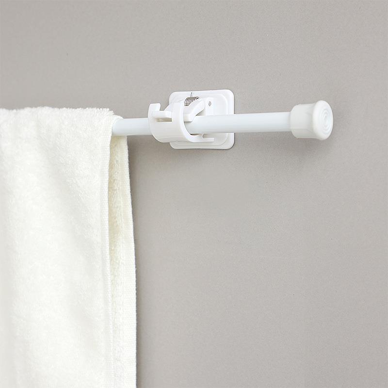 White Paint No-punch Curtain Retractable Rod Kitchen Sewer Shoe Cabinet Layering Rod Bathroom Curtain Rod Clamp Hook Support Frame