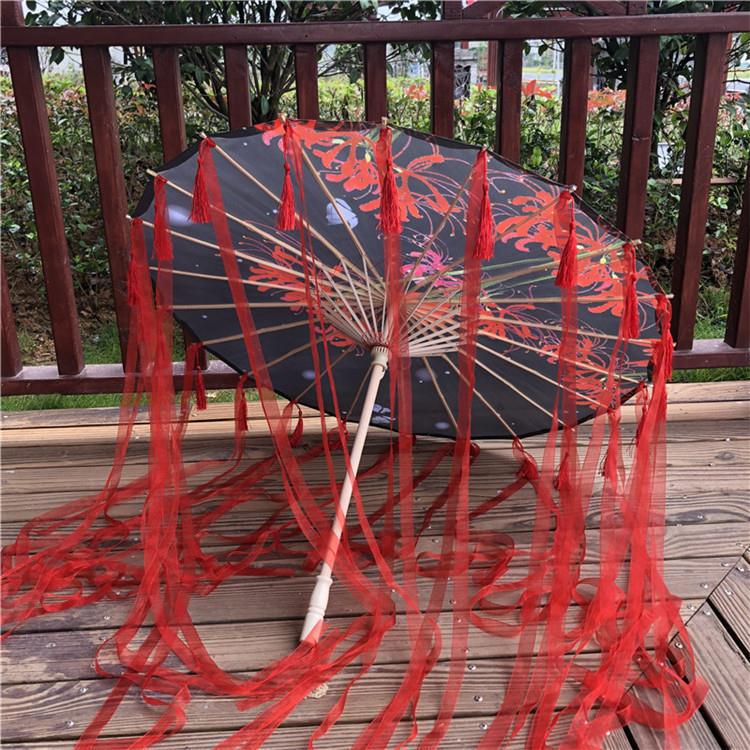 Traditional Hanfu Umbrella with Tassels for Women's Costumes and Children's Photoshoots