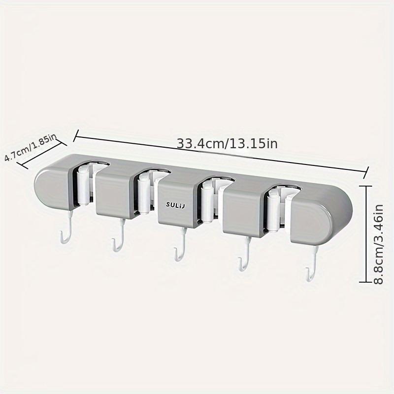 Space-Saving SULIJ 1pc Multifunctional Mop and Broom Rack, Wall-Mounted Storage Organizer with Easy Install Shelves for Toilet and Bathroom