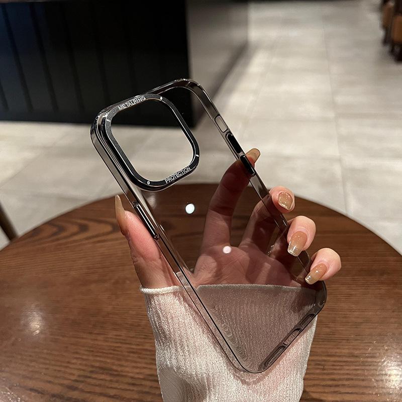 

Подходит для iPhone16 Металлический объектив Чехол для мобильного телефона Apple 15 Promax Прозрачный ПК Жесткий чехол Ультратонкий защитный чехол iPhone12promax