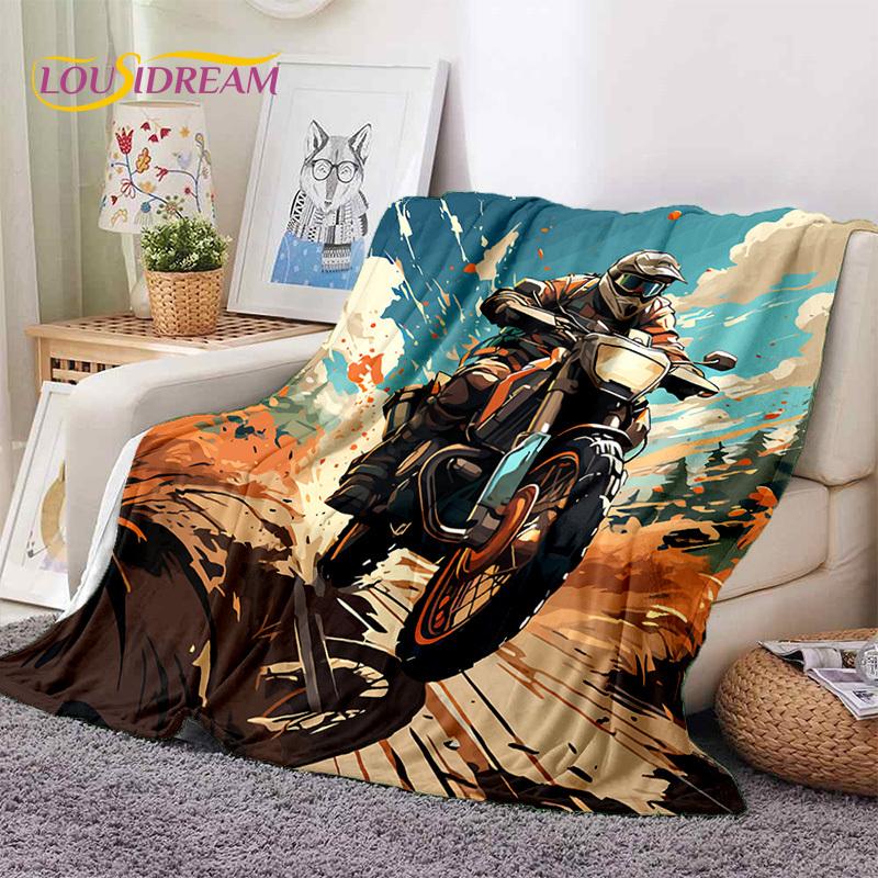Motocross Motorrad Weiche Decken, Warme Kuscheldecke Bequeme Decke für Picknick Betten Sofa Zuhause Schlafzimmer Wandergeschenk