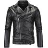 Men's Slim Fit Asymmetrical Zipper Leather Motorcycle Jacket