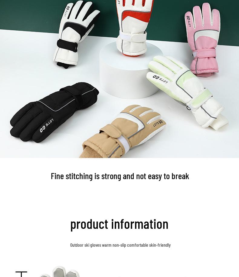 Mănuși de schi unisex cu ecran tactil, căptușite cu fleece pentru iarnă - Groase, călduroase și rezistente la frig pentru adulți și copii