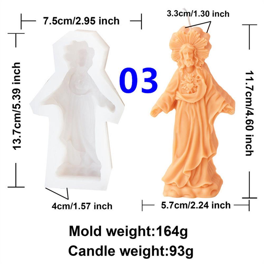 Mini Crucifix Jesus Virgin Angel Candle Silicone Mold DIY Saints Statue Candle Resin Plaster Craft Mold Church Home Decoration