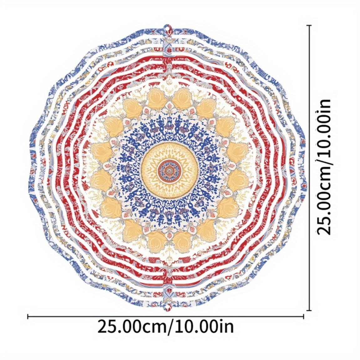 

Богемный стиль 10-дюймовый подвесной ветряной спиннер Яркий синий красный желтый цветочный узор Металлический арт-колокольчик для балкона патио сада Декор Подарок на все сезоны 01A