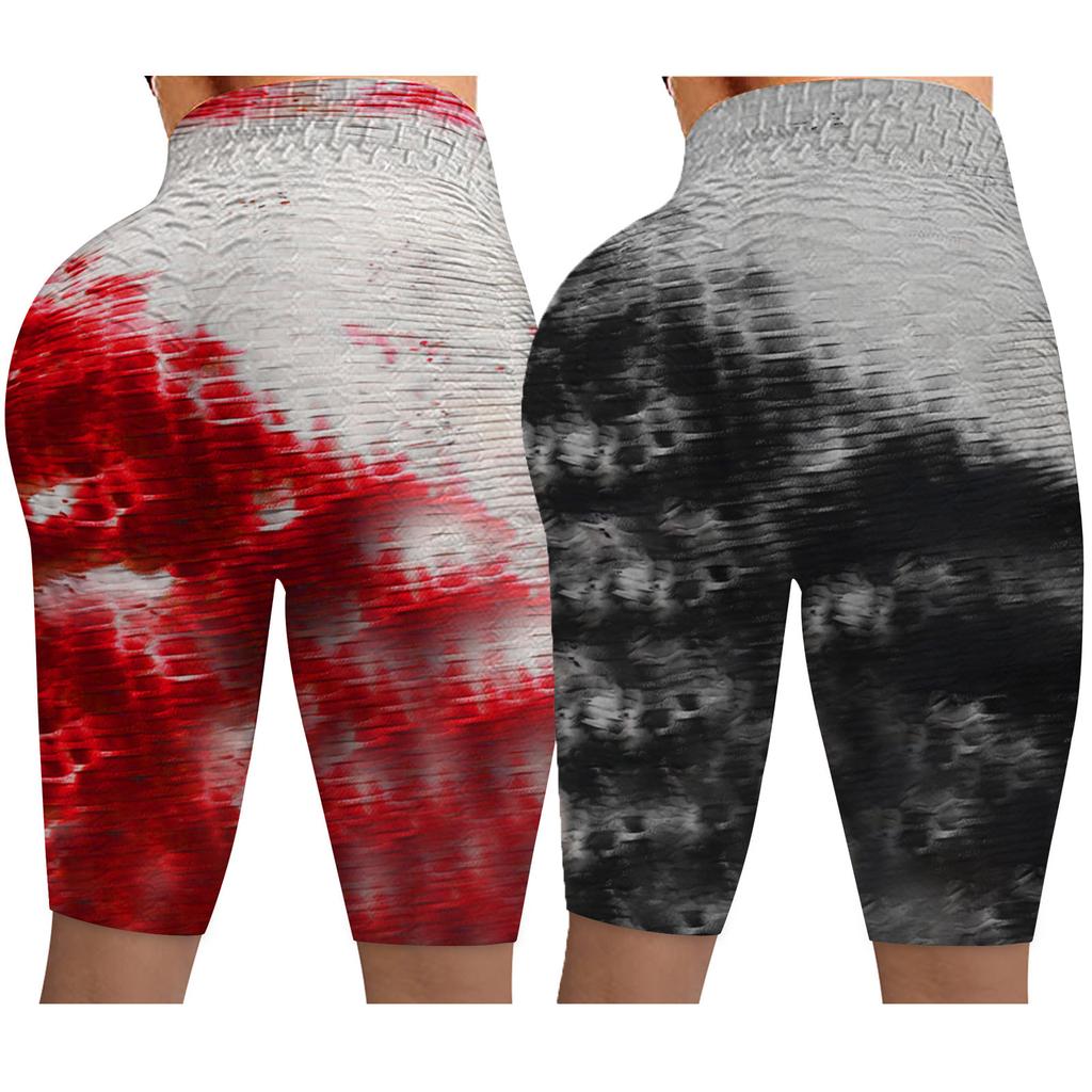 Women Wrinkled Tie- Leggings Stretch Running Fitness Yoga Pants Biker Shorts