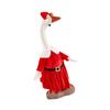 Christmas Velvet Dress Outfit For 23In Porch Goose Statue Decoration With Bow Garden Lawn Decor