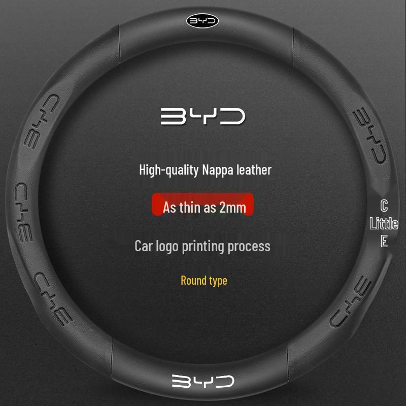 BYD Song PLUS Steering Wheel Cover for Han EV, Tang/Yuan Pro, Dolphin, Seagull, Qin - Genuine Leather