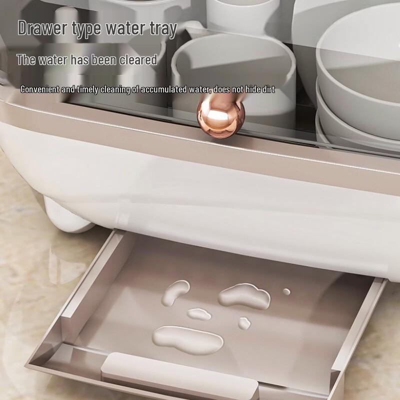 Nordic Foldable Wall-Mounted Aluminum Kitchen Dish Drying Rack with Lid