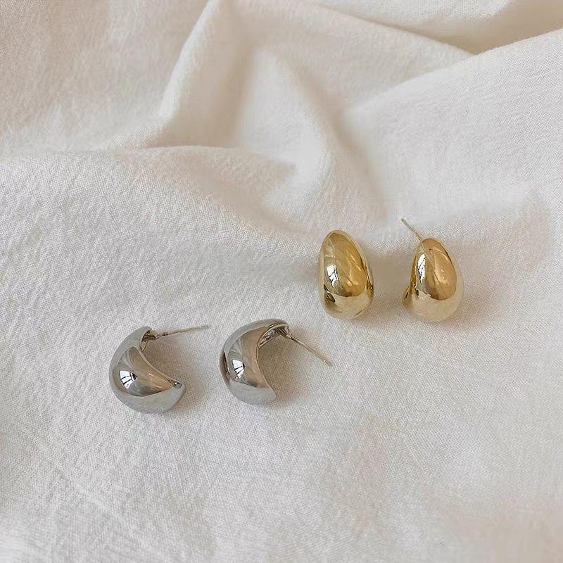 1 Paire Boucles d'Oreilles Simples en Alliage Couleur Or Style Coréen Pour Filles Bijoux