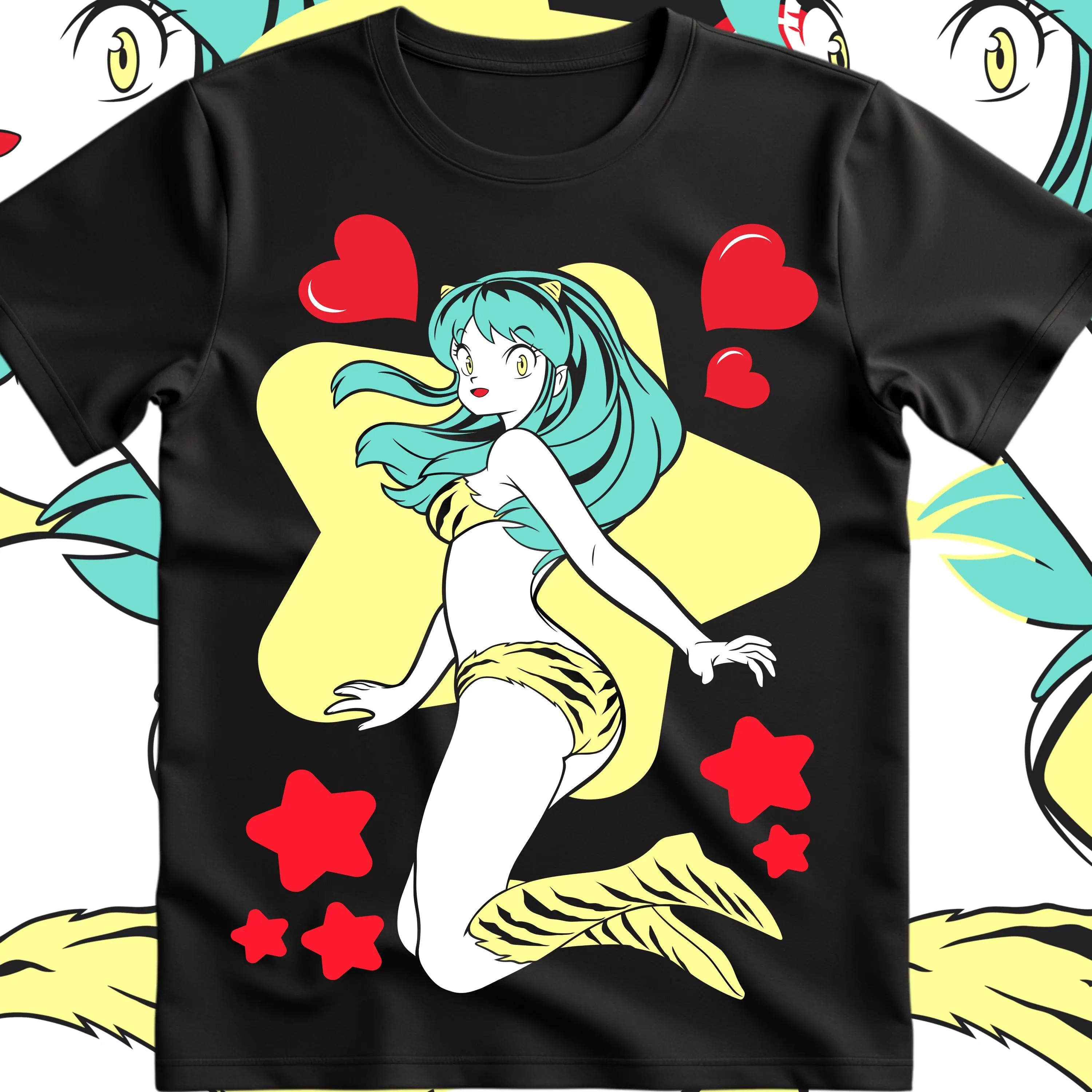 

Lum Urusei Yatsura Tshirt Dear No Baca Girls Shirt Mens and Womens Summer Cotton Loose and Fashionable Short Sleeved Top 4XL