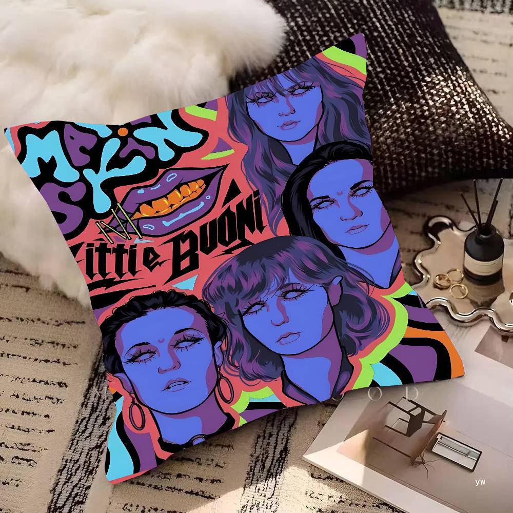 Maneskin Damiano David Vintage Pillow Case Square Pillow Bedroom Sofa Leisure Comfort Cushion Car Living Room Home Decoration