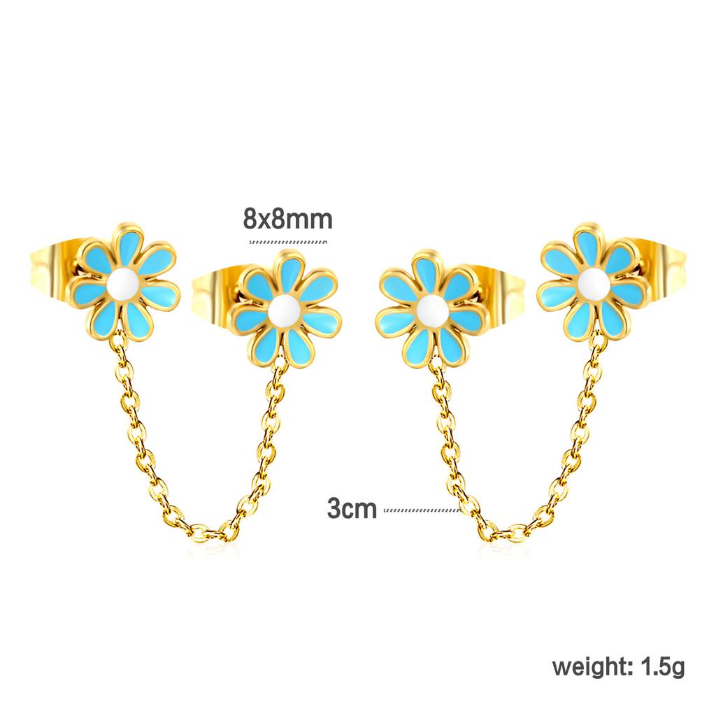 Personalized Long Heart Drip Oil Screw Ear Bone Studs Double Ear Piercing Earrings for Women