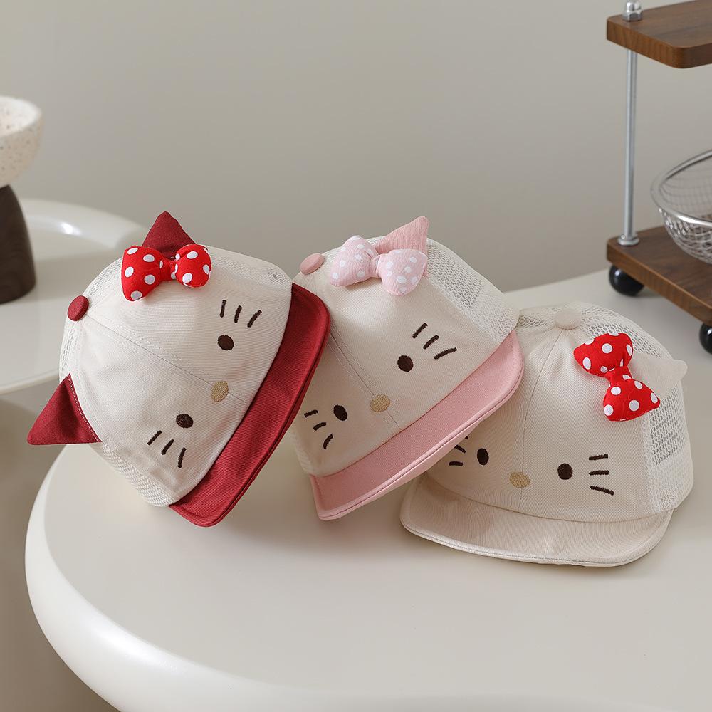 Cute Baby Girl Cartoon Baseball Cap Spring Autumn Mesh Sun Hat Soft Brim UV Protection Thin Breathable Visor