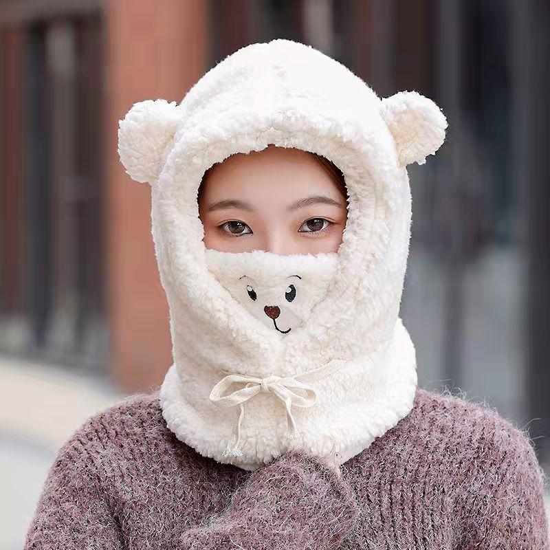Female Plush Hat Scarf Suit Hat 