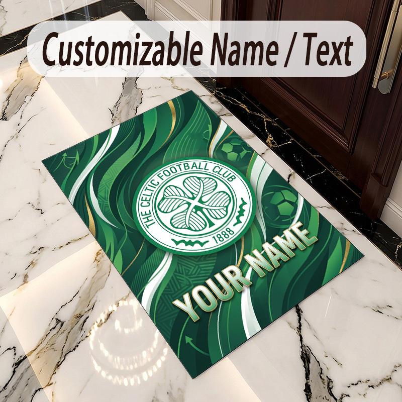 Crystal Velvet Rug Celtic FC Print Custom Name Text Floor Mat Home Decor