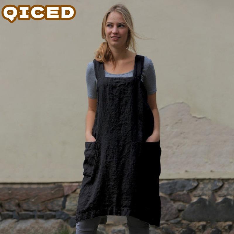QICED Vestidos Casuais Sem Mangas Estampados de Cor Sólida para Verão e Primavera