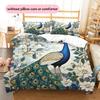 Peacock 2  Pattern Bedding Quilt Set Quilt Cover Pillowcase Home Decoration  Gift (1 * Duvet Cover + 2 * Pillowcase, Without Core)