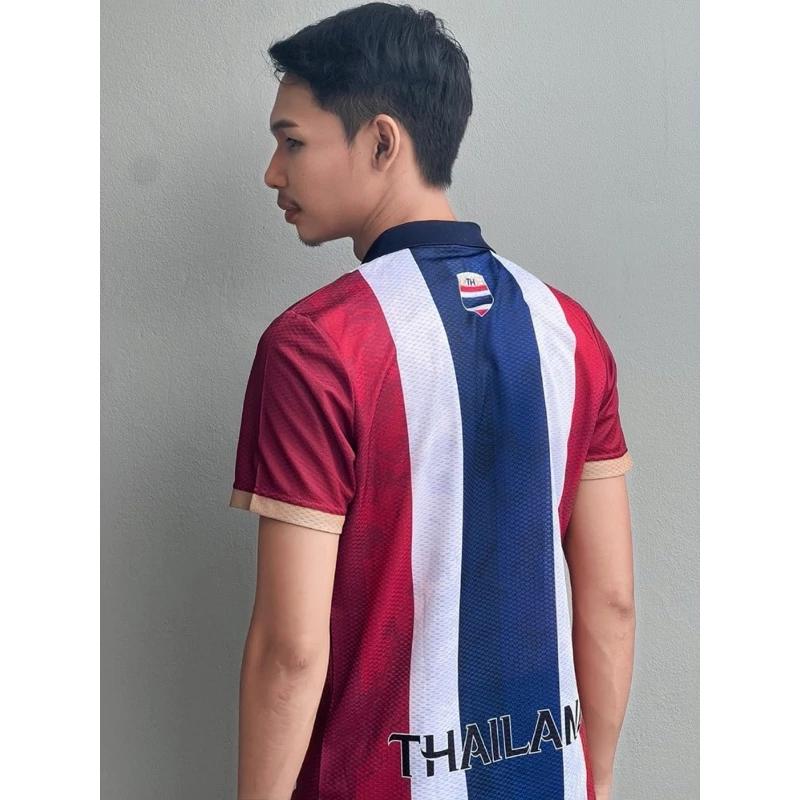 THAILAND National Football Soccer Vintage JERSEY CHEER Fan Version Schnelltrocknendes Shirt Polo Polyester Kurzarm Uniform Elefantenlogo Sport Outdoor