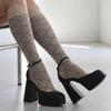 Shiny Pattern Knee Socks