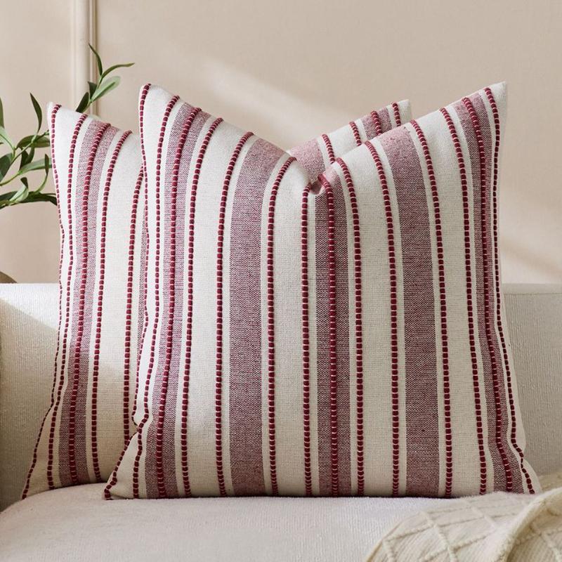 Federe Cuscino Decorativo Strisciate Texturizzate Stile Boho Farmhouse per Arredo Casa Soggiorno Letto