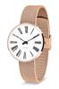 ARNE JACOBSEN ROMAN 53311-1611, 34mm, Nordic Design, Water Resistant (Quiet Design with No Second Hand), White Rose Gold, Mesh Strap