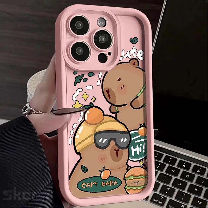 Cute Capybara Phone Case for iPhone 16 15 14 13 12 11 Pro Max X XS XR 7 8 Plus Funny Animal Soft Silicone Cover