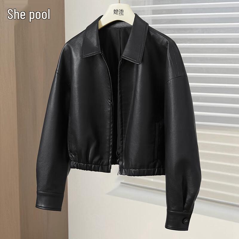 

Women s PU Leather Casual Lapel Jacket XL