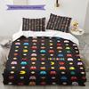Pac-Man Custom Name Pattern Bedding,Quilt Set Quilt Cover Pillowcase Home Birthday Gift(1 * Duvet Cover + 2 * Pillowcase, Without Core)