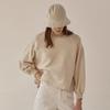 Spring 2025 French Casual Cotton Sweater - Loose Fit, Short Lantern Sleeves for Women