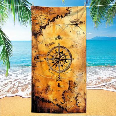 Vintage Map and Compass Beach Towel: Unleash Your Adventurous Spirit! Suitable for Towels, Bath Towels, Beach Towels