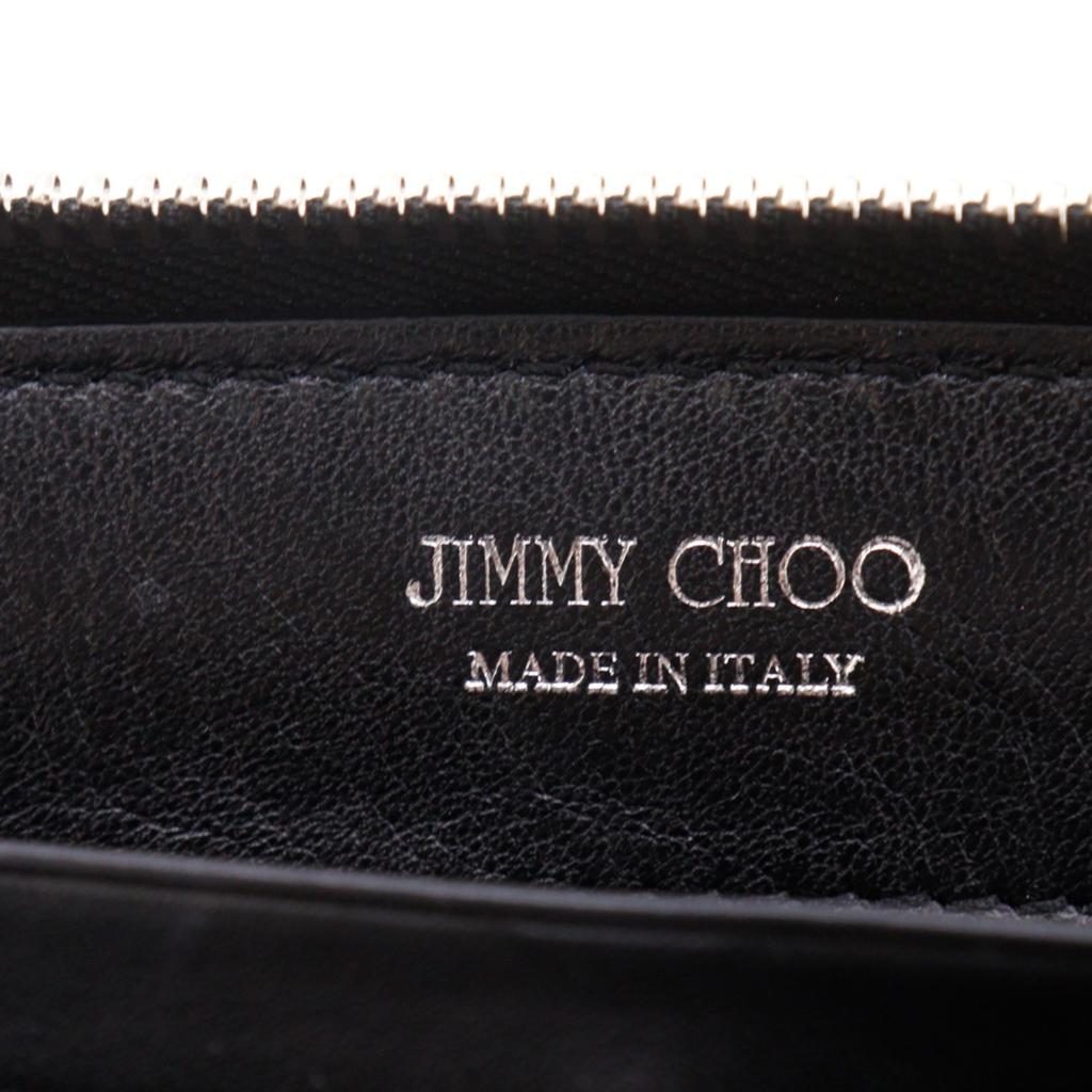 JIMMY CHOO Zip Around Purse Star studs black leather/Rhinestone Women Used