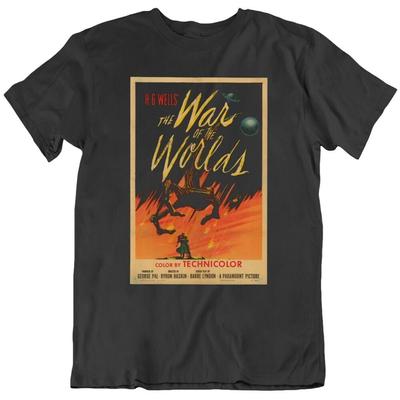 HG WELLS War of The Worlds Retro Zeldzaam Film Poster zwart T-shirt Unisex T-shirt