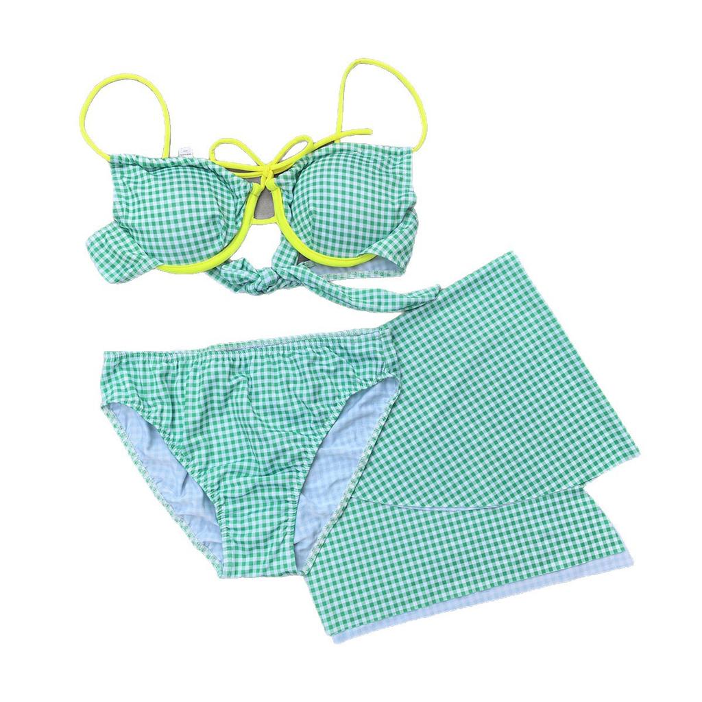 Swimsuit Women's Bikini Three-piece Sexy Suspender Split Skirt Size Chest Dopamine Resort Hot Spring Swimsuit