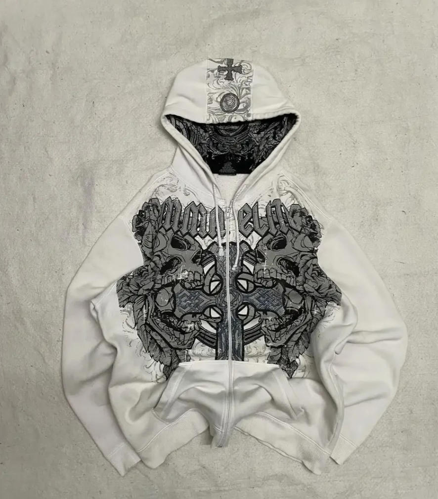 Hooded Jacket New Cross Spot Hooded Cardigan Bow Print Versatile Hoodie