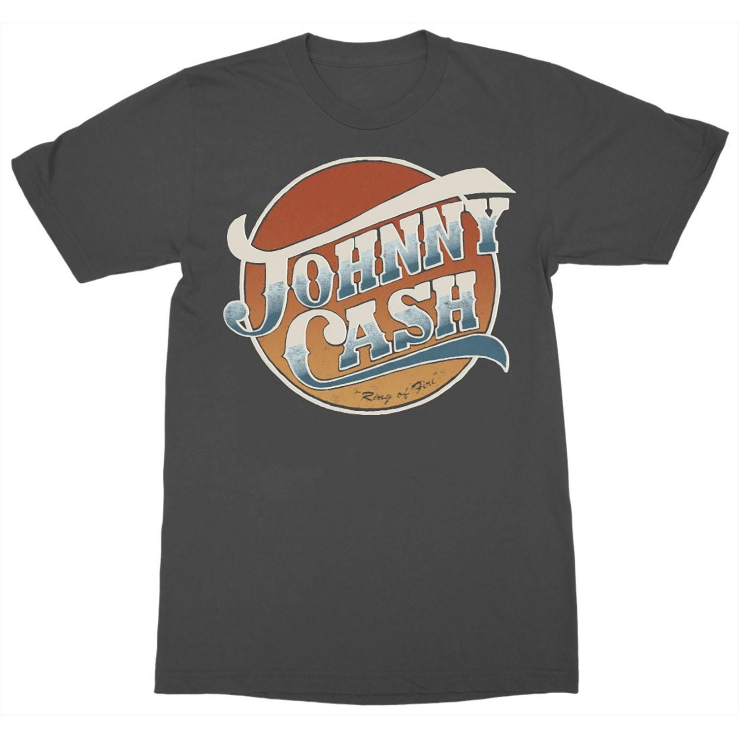 Men s Johnny Cash Circle Logo T-shirt XX-Large Charcoal 4XL