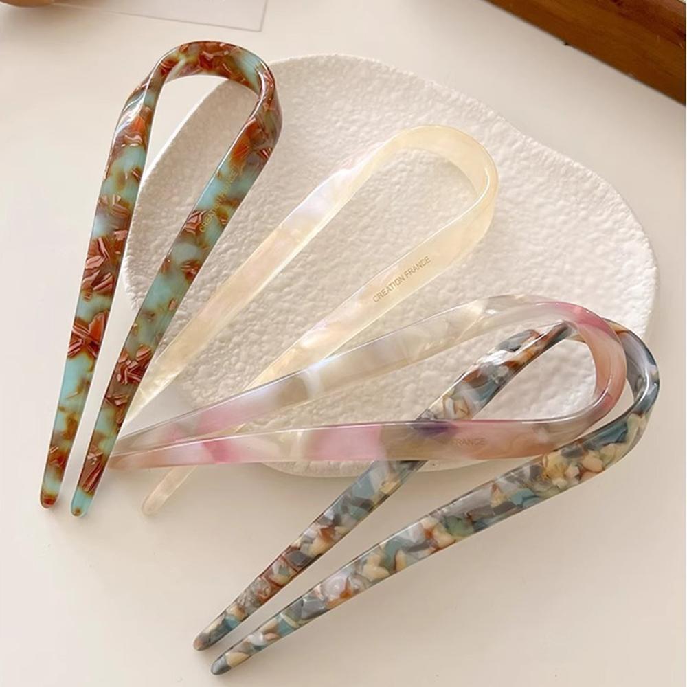 Niche High-end Acetate Sweet Thread Colored U-shaped Hair Clip Elegant Retro Woven Hair Clip Multifunctional Daily Hair Clip