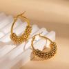 Gold-Plated Gradient Bead Hoop Earrings for Women - Niche Fashion Design
