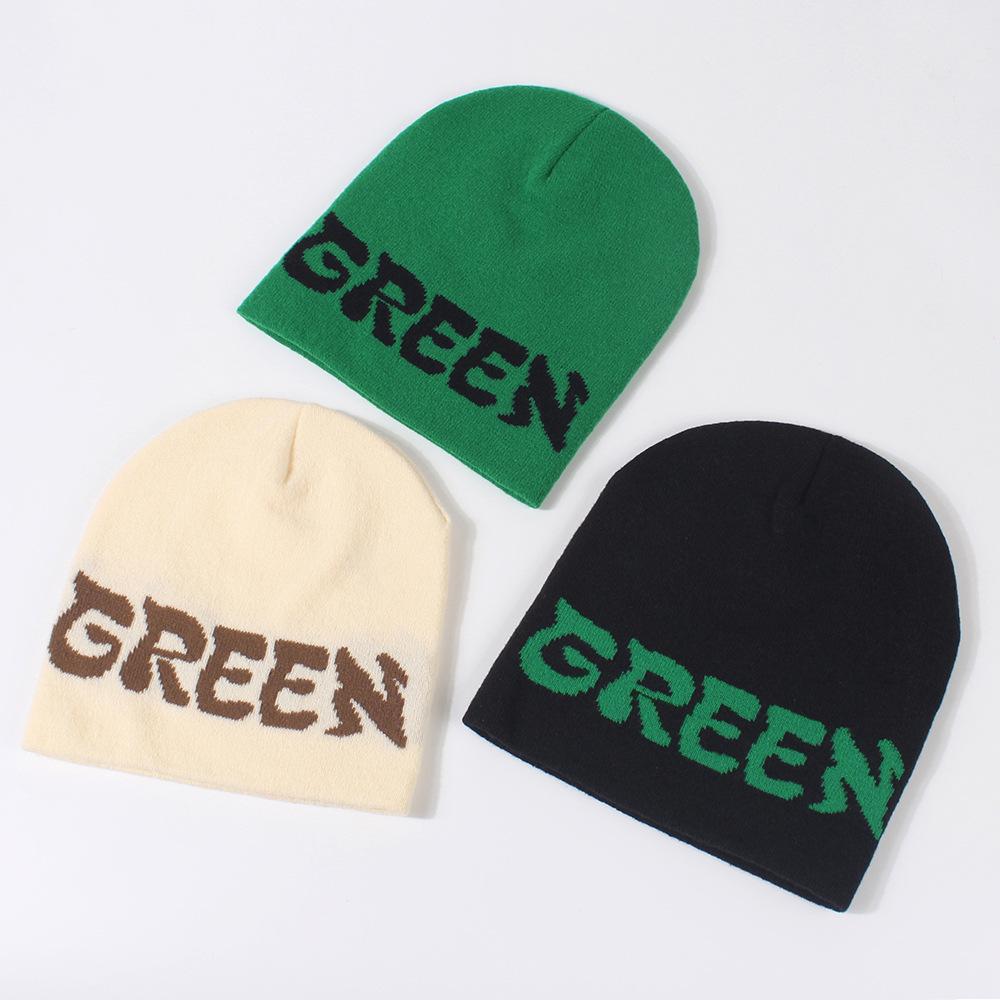 Versatile Style Hat Funny Letter Solid Unisex Warm Knitted Hatsbeanie