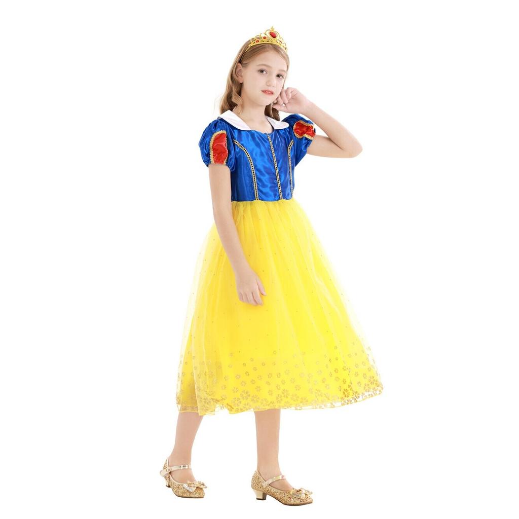 Snow White Princess Dress with Cape and Bow Accessory Yellow 2-3 Years Kids Costume