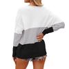 Women's Casual V-neck Fashion Colorblock Loose Pullover Long-sleeved Top