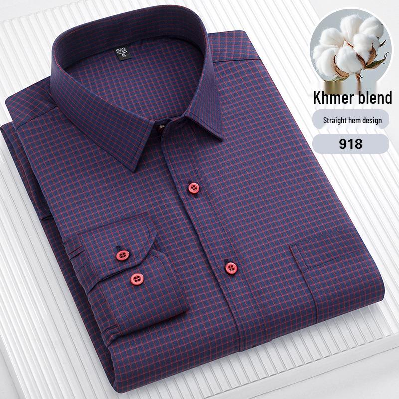 

Мужская полосатая рубашка с длинным рукавом большого размера: Повседневный, Дышащий, Прямой низ для людей среднего и пожилого возраста 44