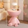 Creative Side Table with Storage for Living Room, Modern Round Sofa Table, Unique Bedroom Nightstand with Removable Tray Top