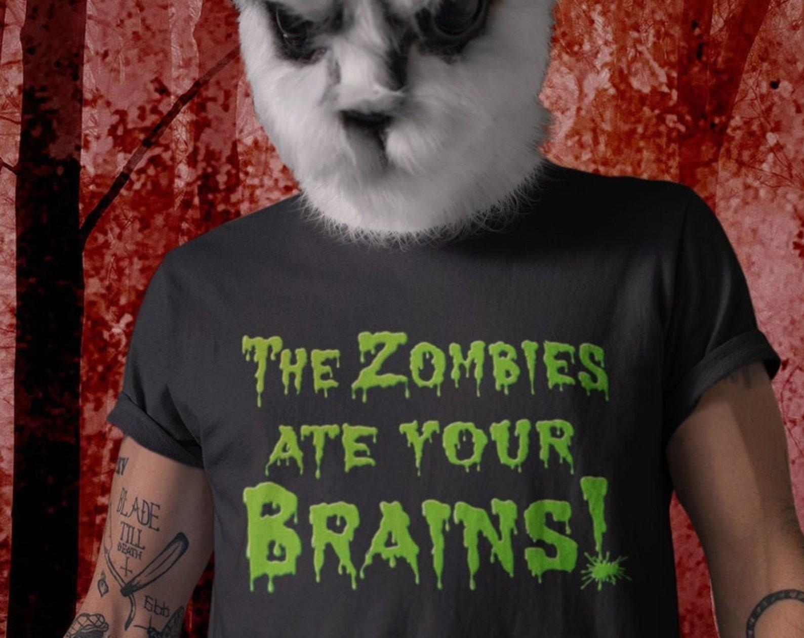 Zombies Ate Your Brains T-Shirt | Plants Vs Zombies Inspired Tee | Horror Fans & Gamers Top | Gift for PvZ, Roblox, Minecraft | Gaming Shirt 3XL