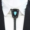 Men Women Bolo Tie Necktie Artificial Leather Braided Rope Necklace with Enamel Stone Pendant Jewelry Cowboy Neckwear