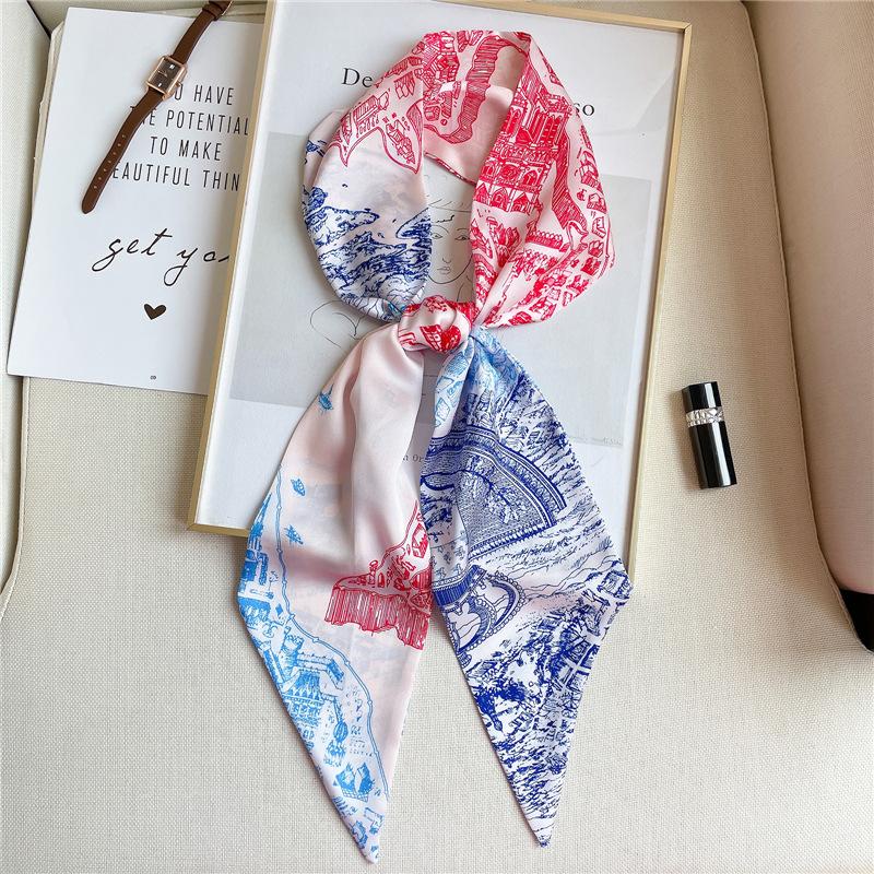 New animal print silk scarf, headband, hair rope, women's Korean tied hair, ribbon, long bundle, streamer hair accessories