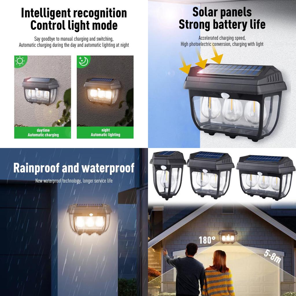 Vintage Solar Garden Light With Tungsten Filament For Outdoor Wall Decoration