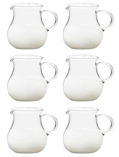 Стеклянный кувшин для сиропа с ручкой Toyo Sasaki Glass, 80 мл, Набор из 6 штук, Стеклянный кувшинчик для сливок/молока, TS44029