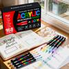Acrylic Paint Soft Brush Markers Set, Soft Brush Tip Automatic Ink Control Paint Markers, Acrylic Paint Pens for Wood, Stone